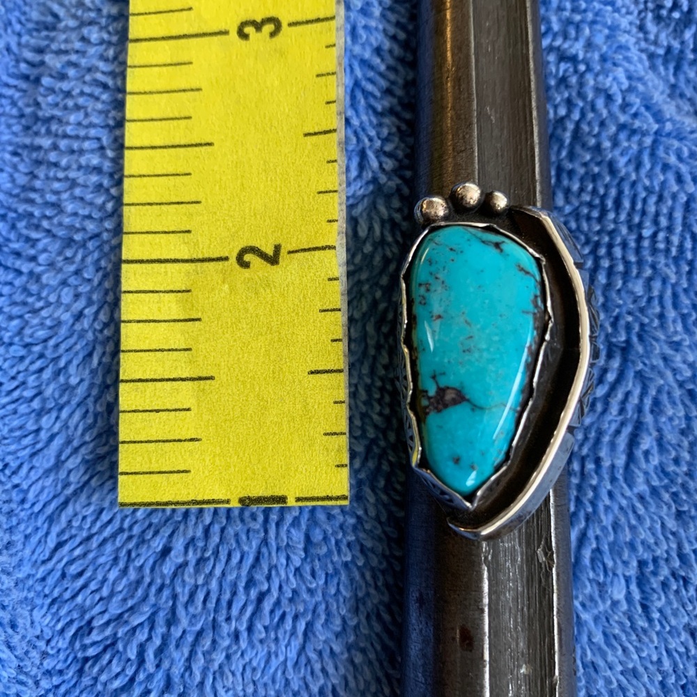 Vintage Turquoise Sterling Silver/925 Ring  Size 6 - Picture 8 of 9